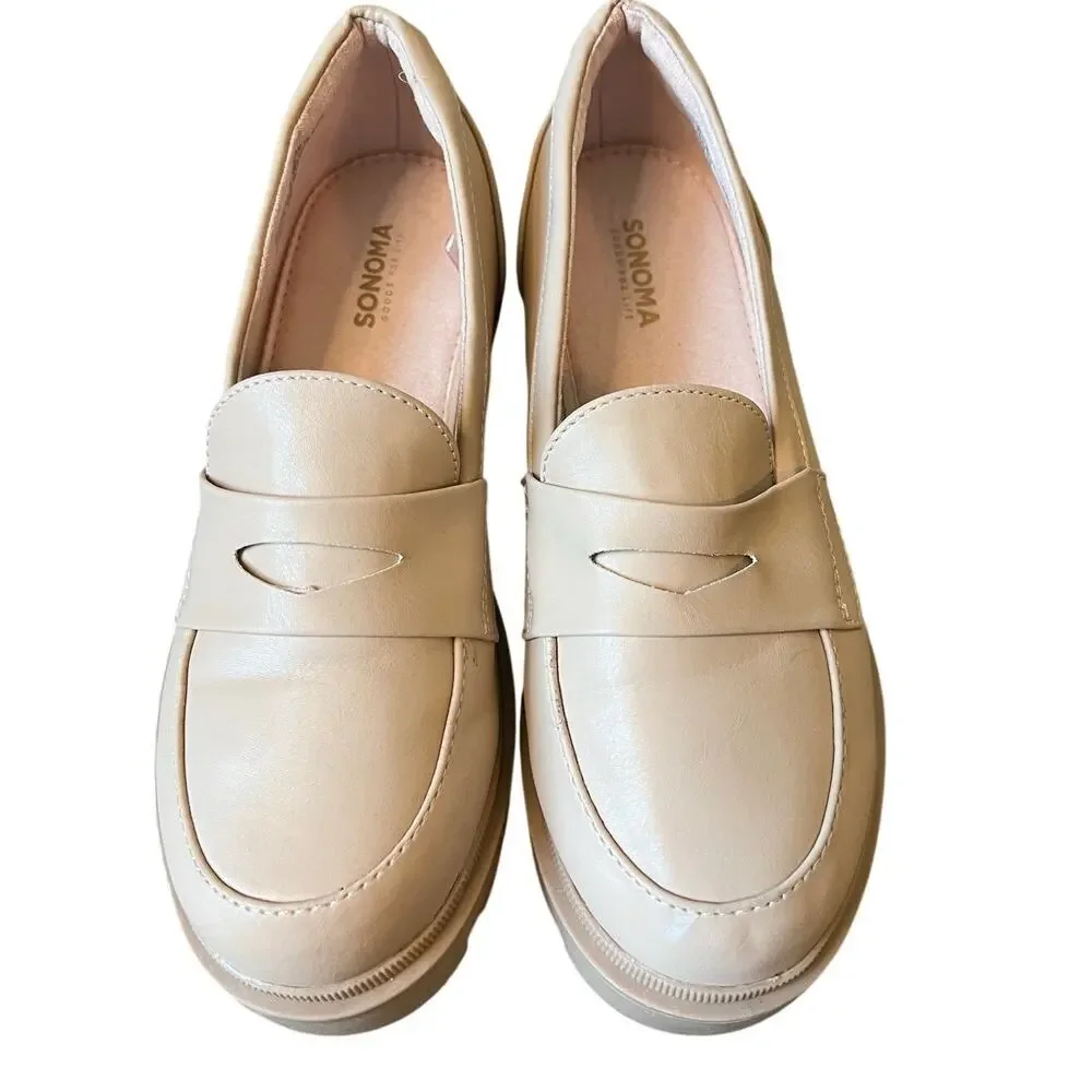 Girls Sonoma Goods for Life Larue Loafer Shoe, Size 2, Blush, Slip On, Chunky